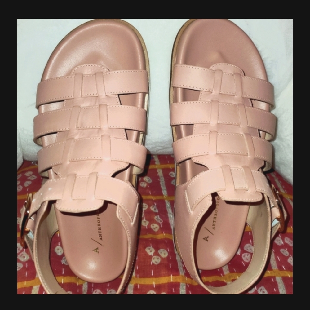 Anthropologie PINK Fisherman Sandals